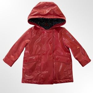 BABY GAP | HOODED RAIN JACKET | HEART-LINED | RED | BABY GIRL | SIZE 18-24M